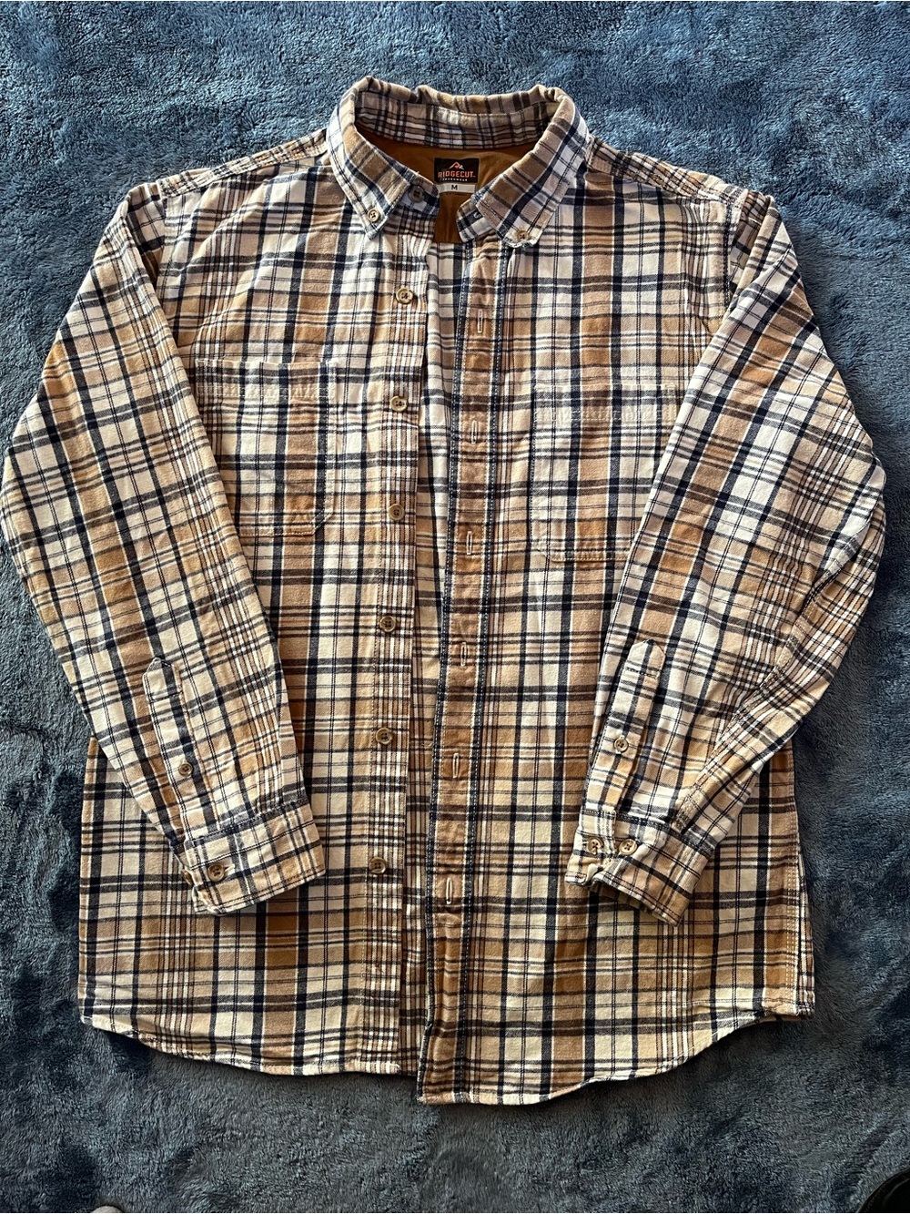 Cotton flannel western button down shirt Ridge cut workwear size medium